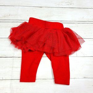 ♡ 5/$20 - Baby Gap Girl's Red Ruffle Tulle Tutu Legging Skirt Size 0-3 months